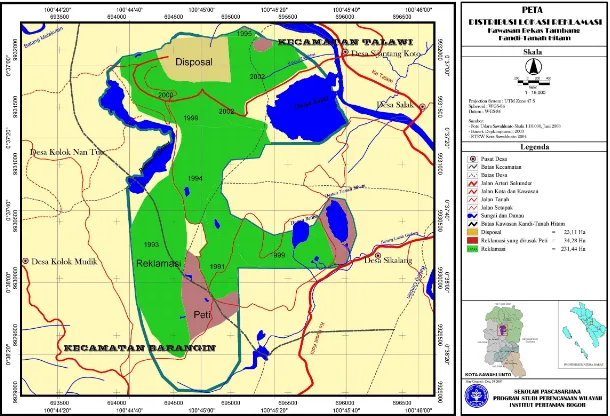 Gambar 9.  Peta Distribusi Lokasi Reklamasi Kawasan Bekas Tambang Kandi-Tanah Hitam. 