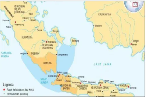 gambar 2. Peta kerajaan-kerajaan maritim di masa Kerajaan Islam di Indonesia.  