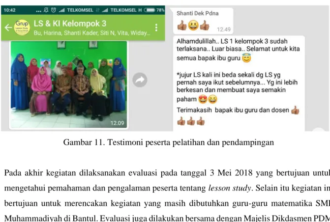 Gambar 11. Testimoni peserta pelatihan dan pendampingan 