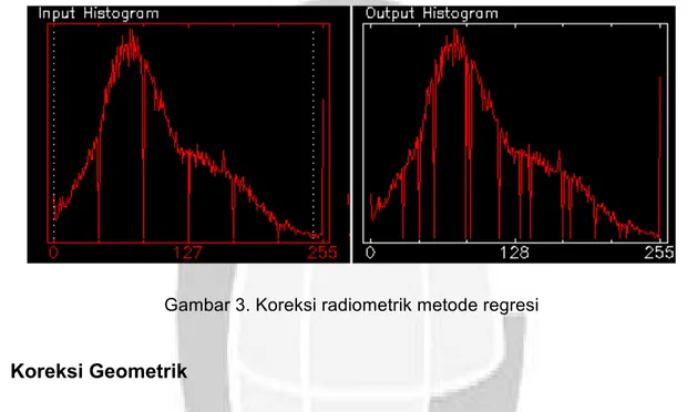 Gambar 3. Koreksi radiometrik metode regresi 