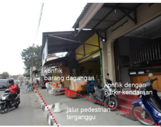 Gambar 7. Kondisi jalur pejalan kaki pada  sisi jalan raya Solo-Wonogiri 