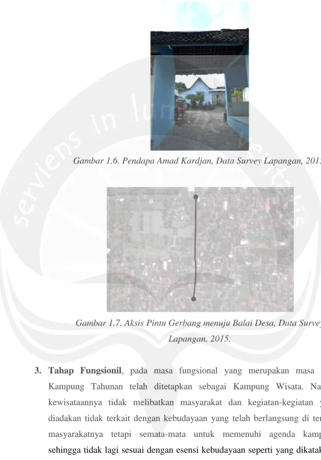 Gambar 1.7. Aksis Pintu Gerbang menuju Balai Desa, Data Survey  Lapangan, 2015. 