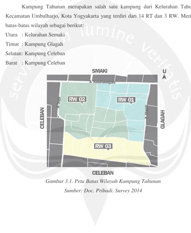 Gambar 3.1. Peta Batas Wilayah Kampung Tahunan  Sumber: Doc. Pribadi. Survey 2014 