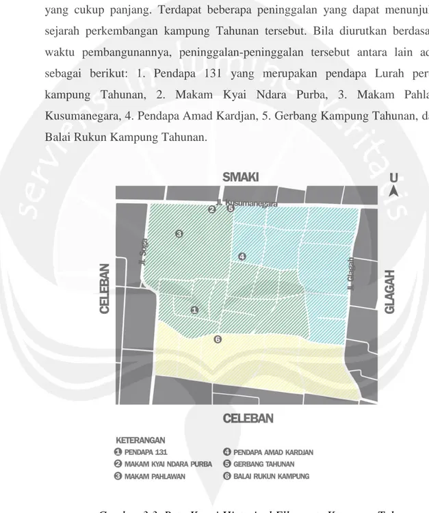 Gambar 3.3. Peta Kunci Historical Ellements Kampung Tahunan  Sumber: Data Survey 2015 