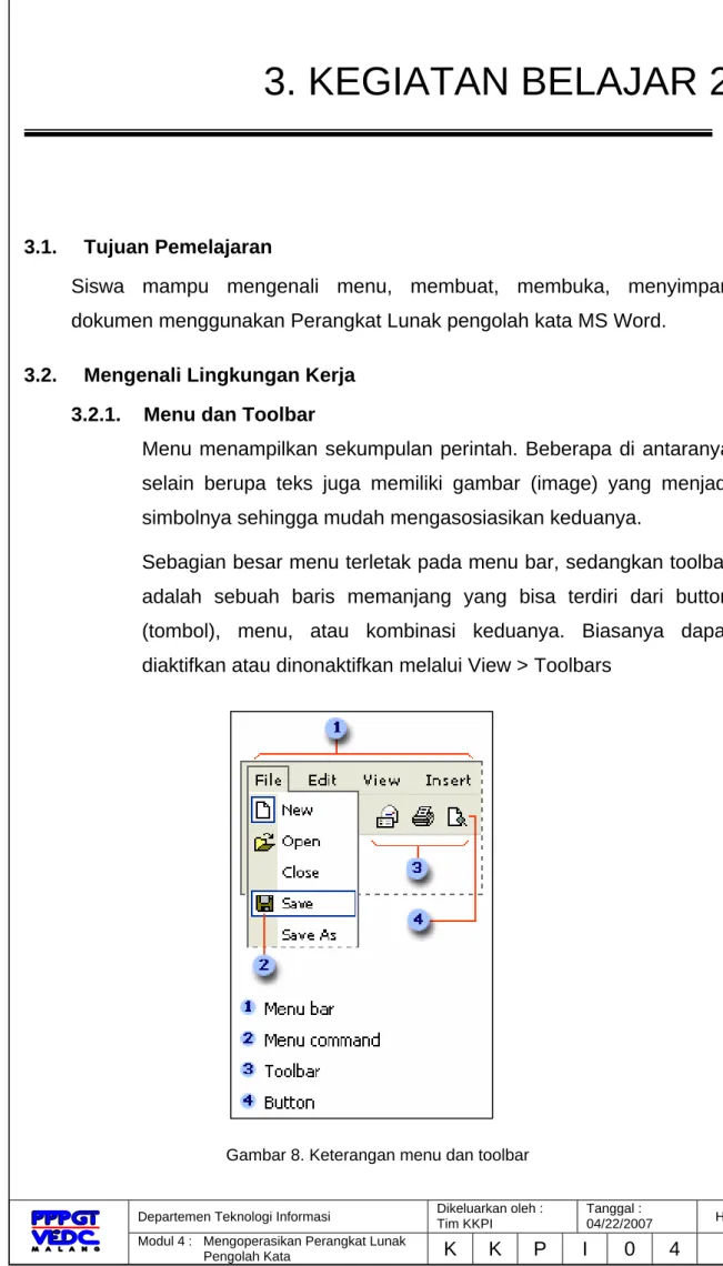 Gambar 8. Keterangan menu dan toolbar 