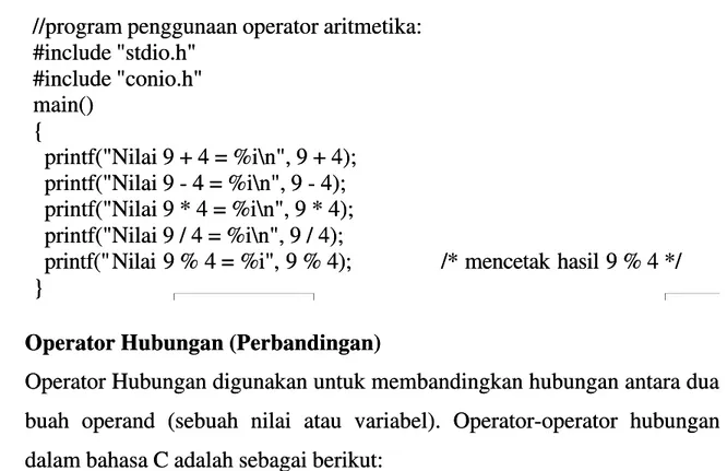 Tabel 1.4 Operator-operator PerbandinnganTabel 1.4 Operator-operator Perbandinngan
