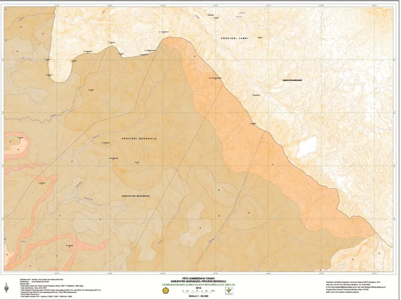 Gambar 3. Peta satuan lahan Kabupaten Mukomuko lembar 0812-33-34