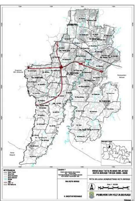 Gambar 1.3 Peta Wilayah Kota Bekasi 