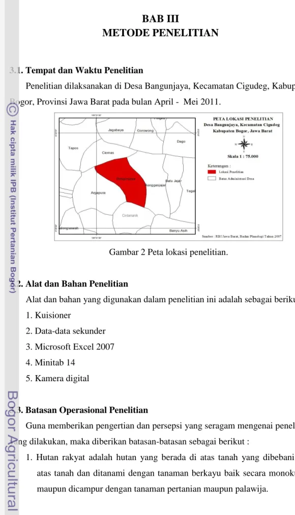 Gambar 2 Peta lokasi penelitian. 