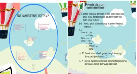 Gambar 4.16 Tampilan evaluasi dan jawaban  4.  Tahap Uji Coba Awal 