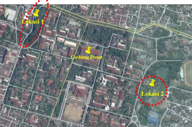 Gambar  1 Beberapa alternatif usulan lokasi asrama mahasiswa UGM 