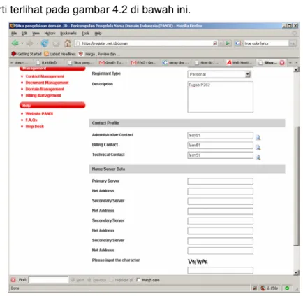 Gambar 4.2 Window untuk Daftar List Domain 