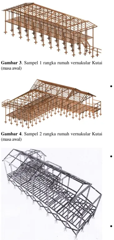 Gambar 3. Sampel 1 rangka rumah vernakular Kutai  (masa awal) 