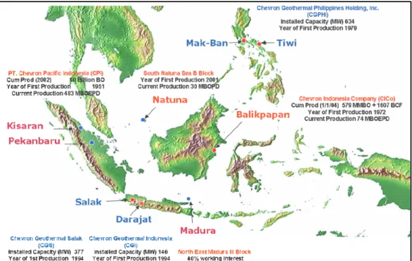 Gambar 1.2.  Daerah Operasi Chevron IndoAsia Business Unit 