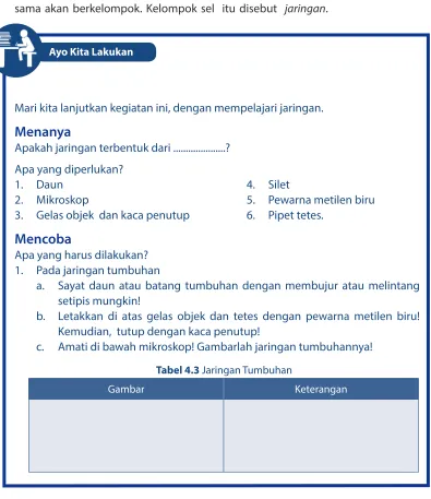Tabel 4.3 Jaringan Tumbuhan
