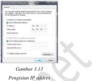 Gambar 3.13  Pengisian IP addres 