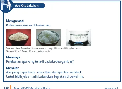 Gambar 5.5: (a) Beras;  (b) Nasi;  (c) Masak air