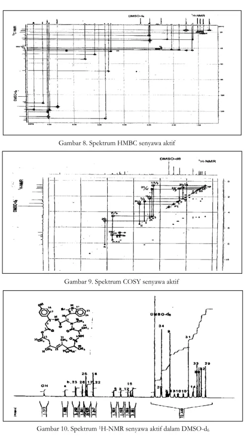 Gambar 8. Spektrum HMBC senyawa aktif 