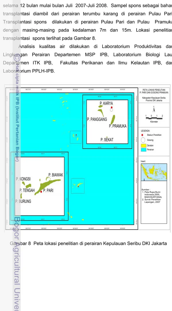 Gambar 8  Peta lokasi penelitian di perairan Kepulauan Seribu DKI Jakarta 