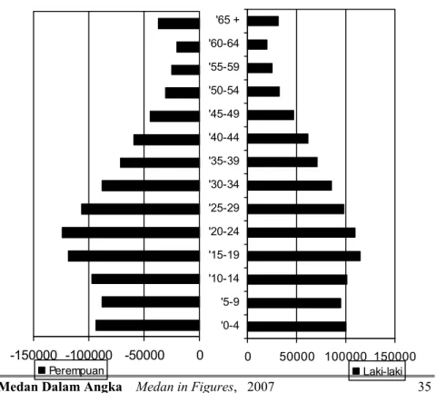 Gambar 3.2 Piramida Penduduk Kota MedanPada tahun 2006, 