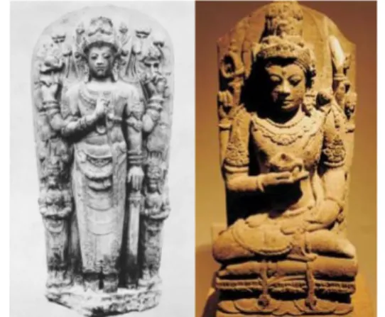 Gambar 4. Arca Harihara Museum Nasional (kiri) dan Dieng (kanan).