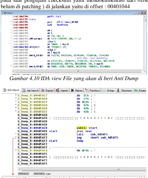Gambar 4.10 IDA view File yang akan di beri Anti Dump 