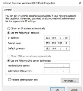 Gambar 4. Konfigurasi I/O server IP Address pada PC  3.3.   DataPengamatan HMI meja Satu