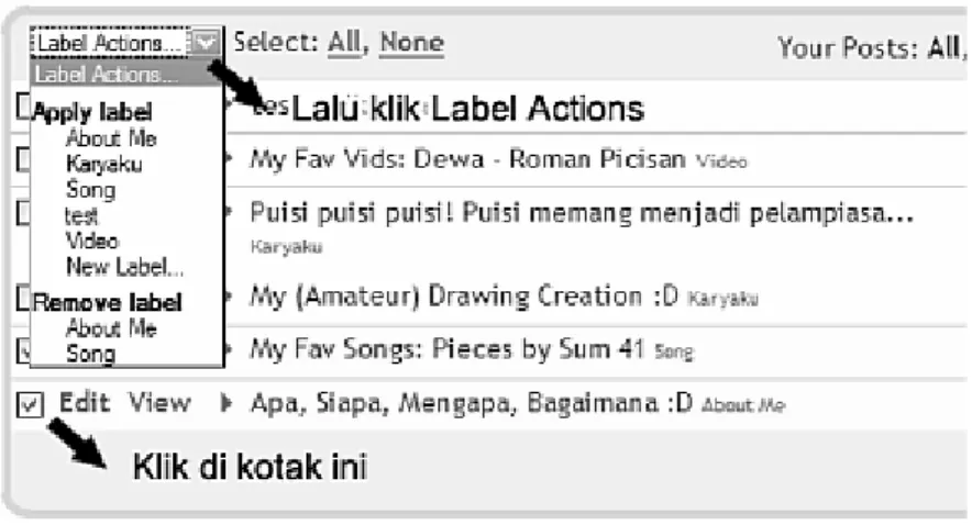 Gambar 3.35 Checklist post dan klik Label Actions 