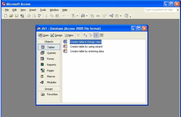 Gambar 2.14 : Jendela Kerja Microsoft Access 