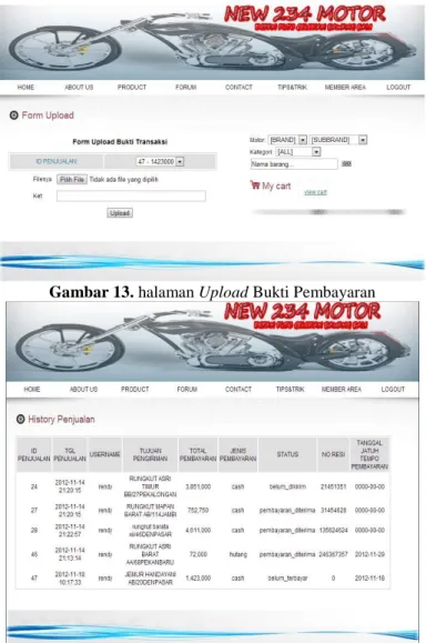 Gambar 13. halaman Upload Bukti Pembayaran 