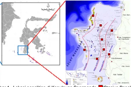 Gambar 1.  Lokasi penelitian di Kepulauan Spermonde     (Stasiun Penelitian)  Alat dan Bahan 