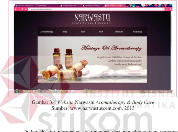 Gambar 3.4 Website Narwastu Aromatherapy &amp; Body Care  Sumber: www.narwastuscent.com, 2013 