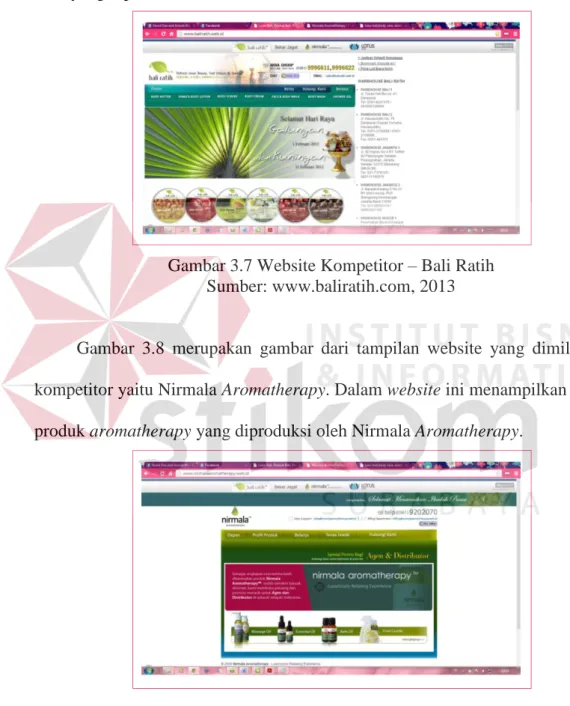 Gambar 3.7 Website Kompetitor – Bali Ratih  Sumber: www.baliratih.com, 2013 