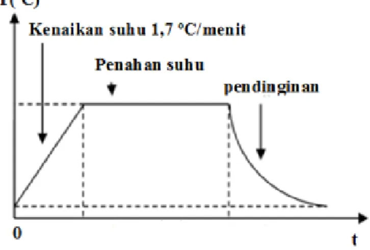 Gambar 3.1  Grafik suhu vs waktu pada proses annealing  Perhitungan ketebalan film LiTaO3 