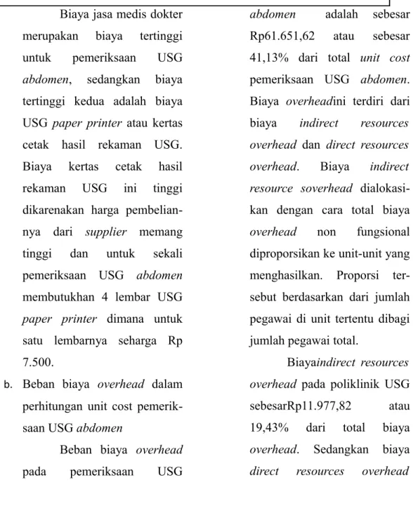 Tabel 1. Perbandingan Antara Unit cost (ABC) dengan Unit Cost yang Diterapkan di RS PKU Muhammadiyah Yogyakarta