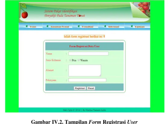 Gambar IV.2. Tampilan Form Registrasi User 