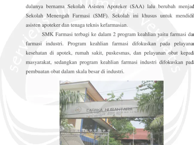 Gambar 2.1 SMK Caraka Nusantara Jakarta dengan Program Keahlian  Farmasi dan Farmasi Industri 