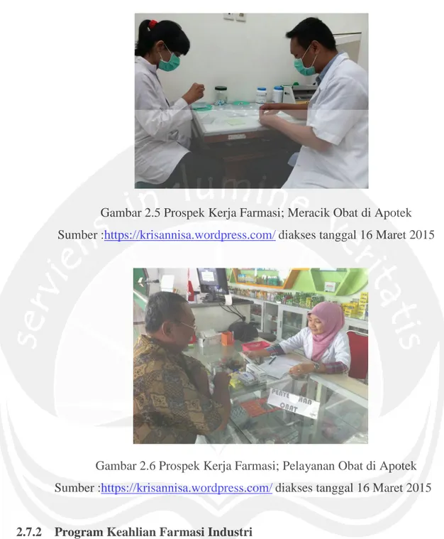Gambar 2.5 Prospek Kerja Farmasi; Meracik Obat di Apotek   Sumber :https://krisannisa.wordpress.com/ diakses tanggal 16 Maret 2015 