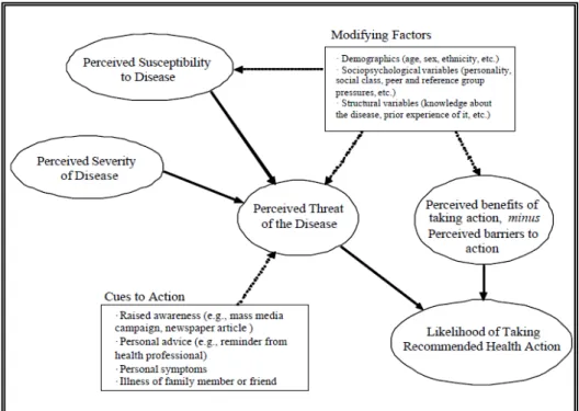 Gambar 2.1 Persepsi individual mengenai penyakit berdasarkan  Health Belief Model 25 
