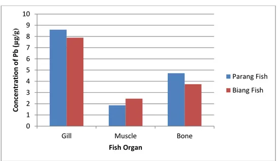 Figure 2. Consentration of Pb in  Parang  fish (C. Dorab) and Biang Biang Fish    (S. paxtoni ) 012345678910