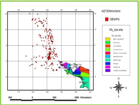 Gambar 1 : Peta Sebaran Gempa Pada Bujur 100 0 -130 0  BT 