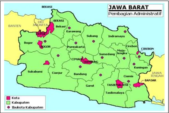 Gambar 9 Peta wilayah penelitian, Provinsi Jawa Barat. 