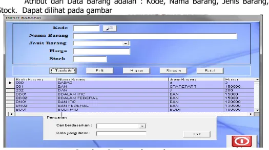 Gambar 8 : Form input barang    