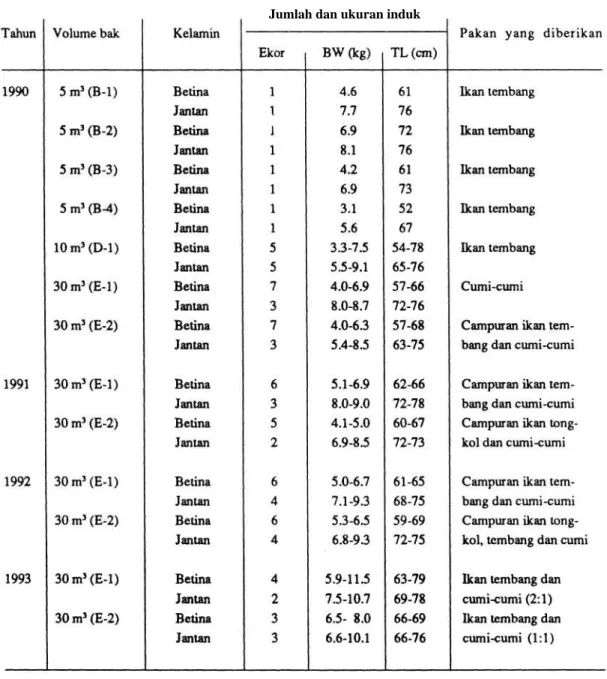 Tabel   1.   Pematangan   induk  ikan   kerapu   macan,  Epinephelus fuscoguttatus   dengan  berbagai  pakan