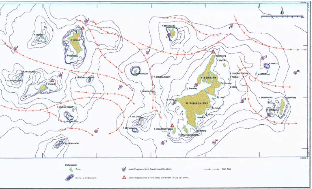 Gambar 12 Peta arus musim barat (Desember – Maret) di Kepulauan Karimunjawa (Balitbang, 2003) 