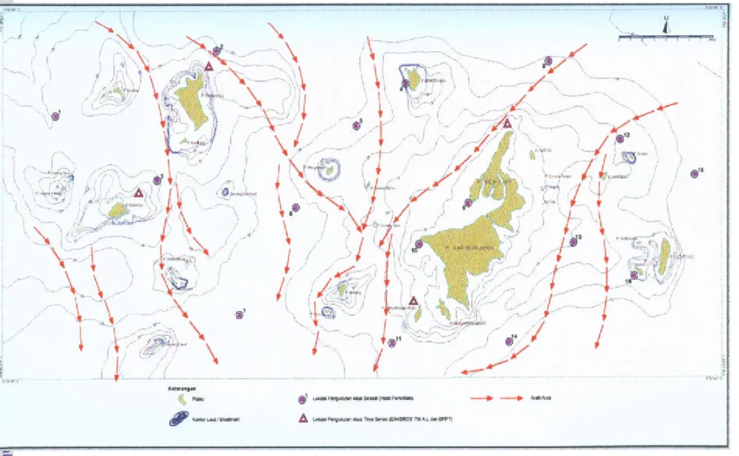Gambar 13 Peta arus pancaroba I (April – Juni) di Kepulauan Karimunjawa  (Balitbang, 2003) 
