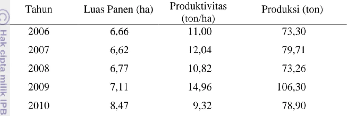 Tabel 1. Luas Panen, Produktivitas Dan Produksi Cabai Rawit Jawa Barat,  2006- 2006-2010 