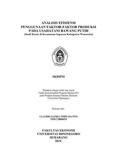 ANALISIS EFISIENSI PENGGUNAAN FAKTOR-FAKTOR PRODUKSI PADA USAHATANI ...