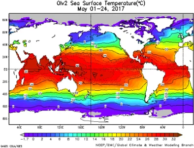 Gambar 1.  Peta Rata-rata Suhu Muka Laut Mei 2017 