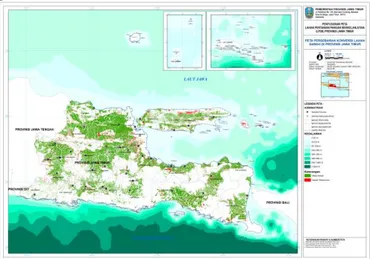 Gambar  6.  Peta  Sebaran  Alih  Fungsi  Lahan  Sawah  di  Provinsi  Jawa Timur  Tahun 2019 
